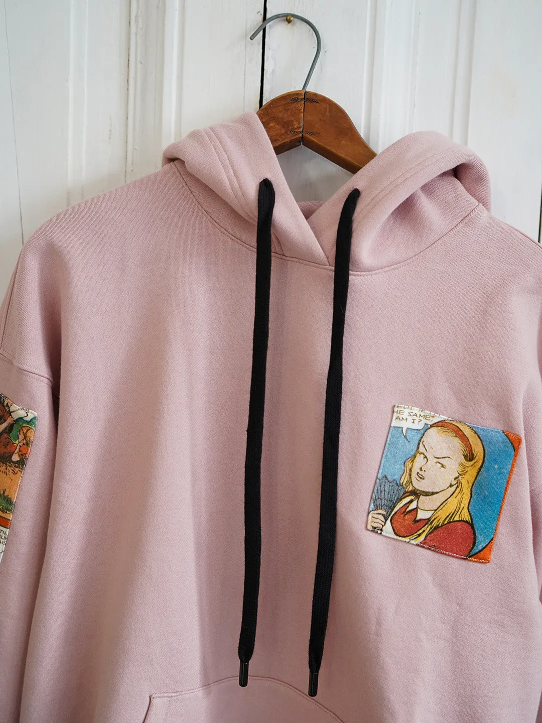 Unlogical Poem Fairy Tale Print Patchwork Pink Hoodie