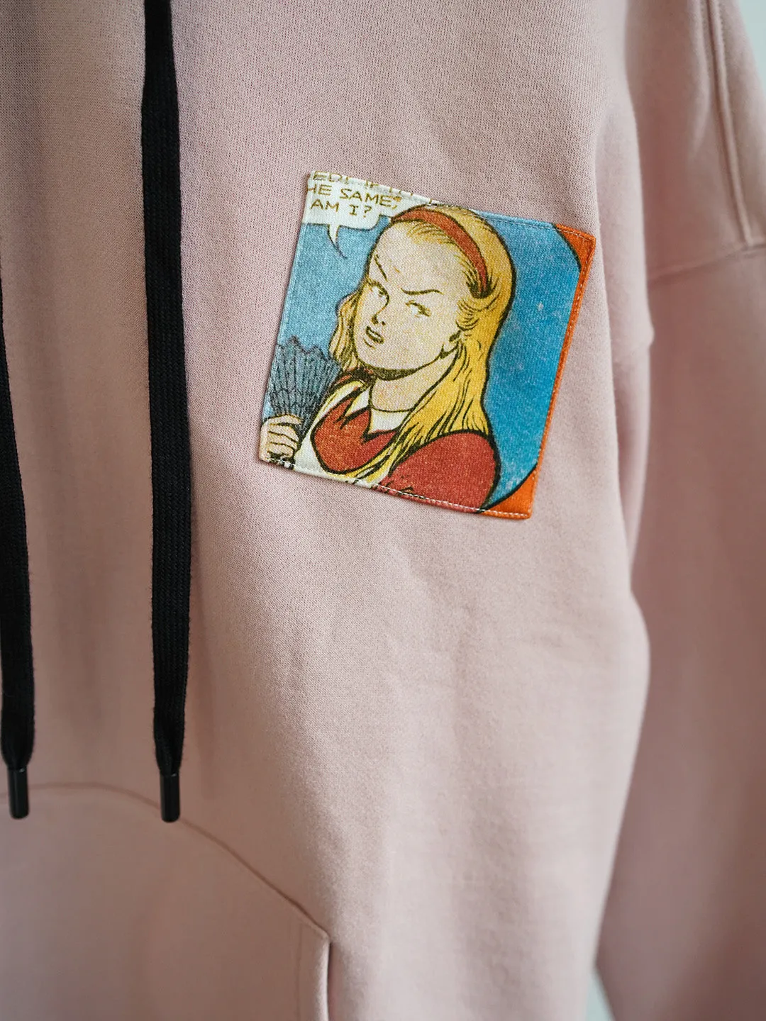 Unlogical Poem Fairy Tale Print Patchwork Pink Hoodie