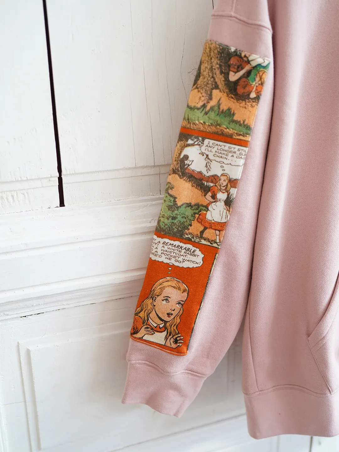 Unlogical Poem Fairy Tale Print Patchwork Pink Hoodie