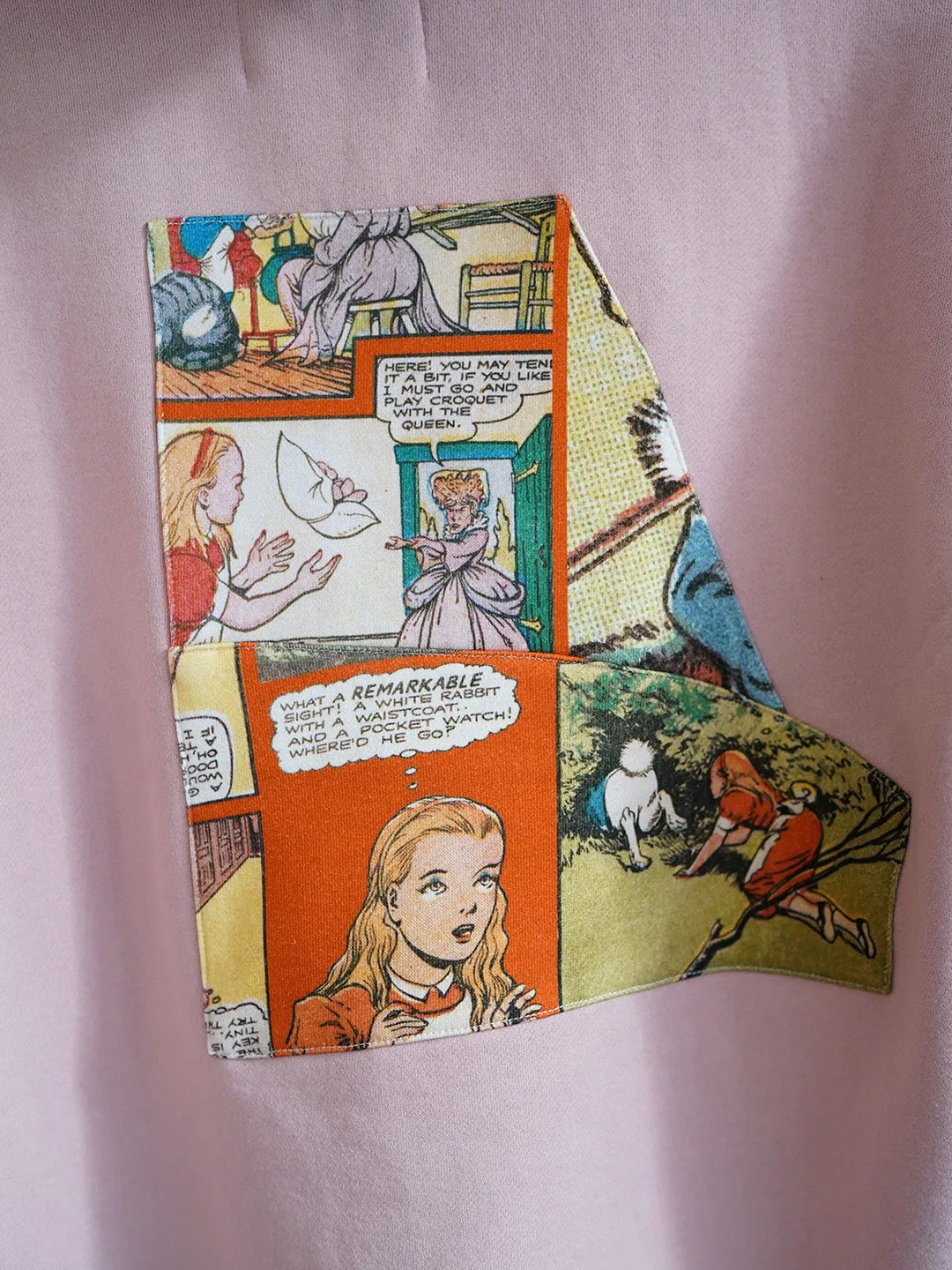 Unlogical Poem Fairy Tale Print Patchwork Pink Hoodie