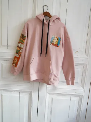 Unlogical Poem Fairy Tale Print Patchwork Pink Hoodie