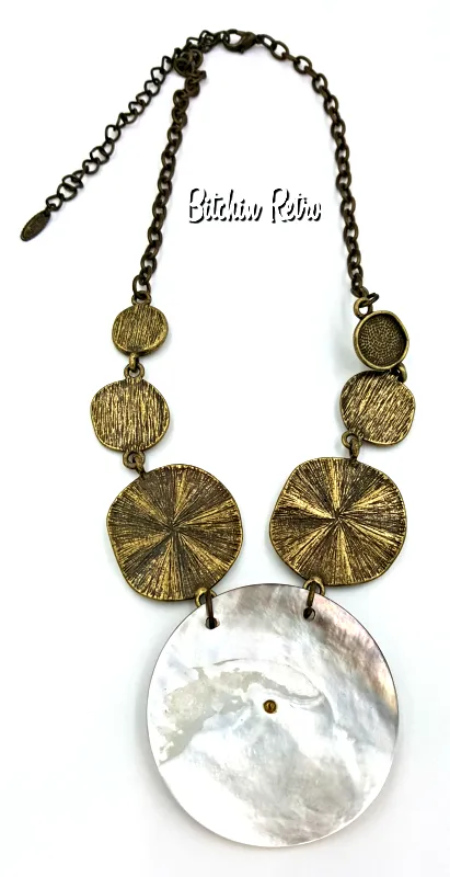 VCLM Beachy Statement Necklace with Rhinestones and Sand Dollars
