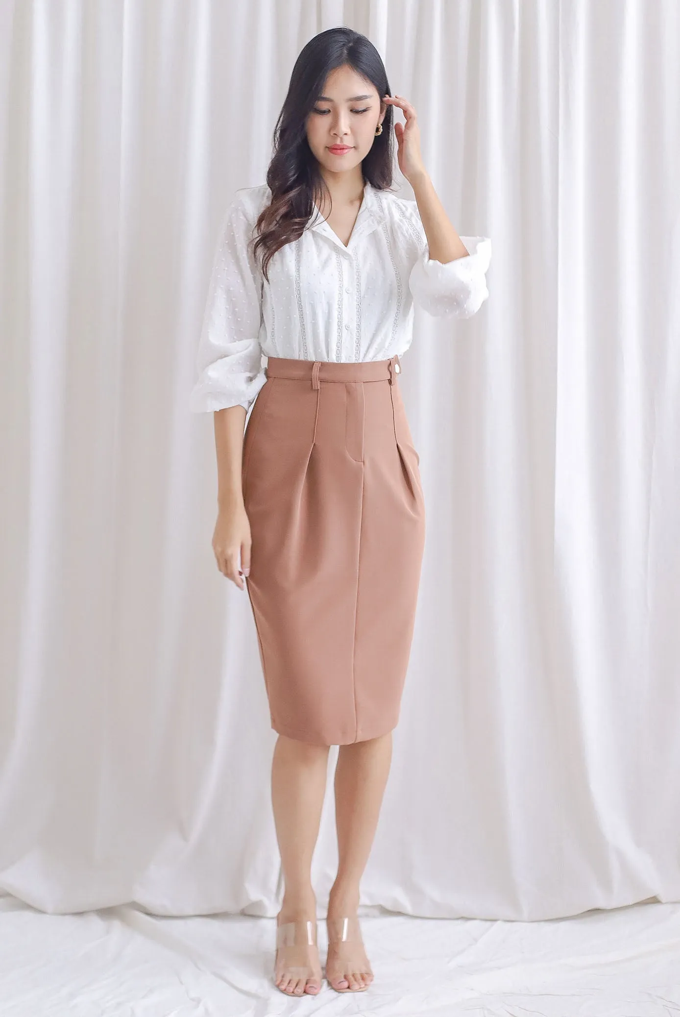 Verniece Ladder Trim Swissdots Victorian Top In White