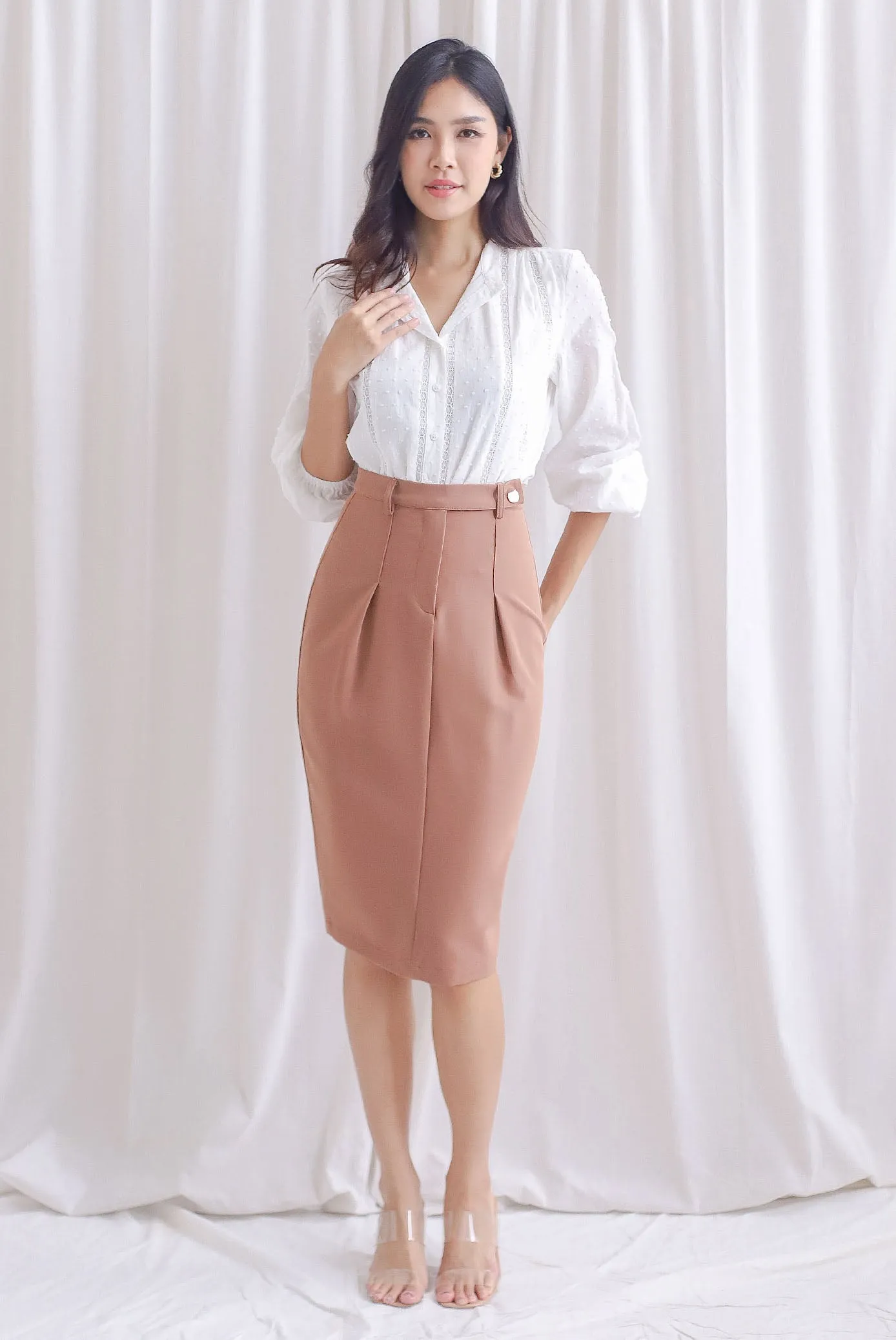 Verniece Ladder Trim Swissdots Victorian Top In White