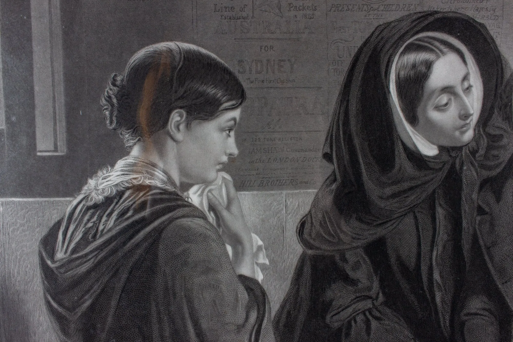 Victorian Engraving of "The Departure" by Abraham Solomon in Antique Gilt Frame