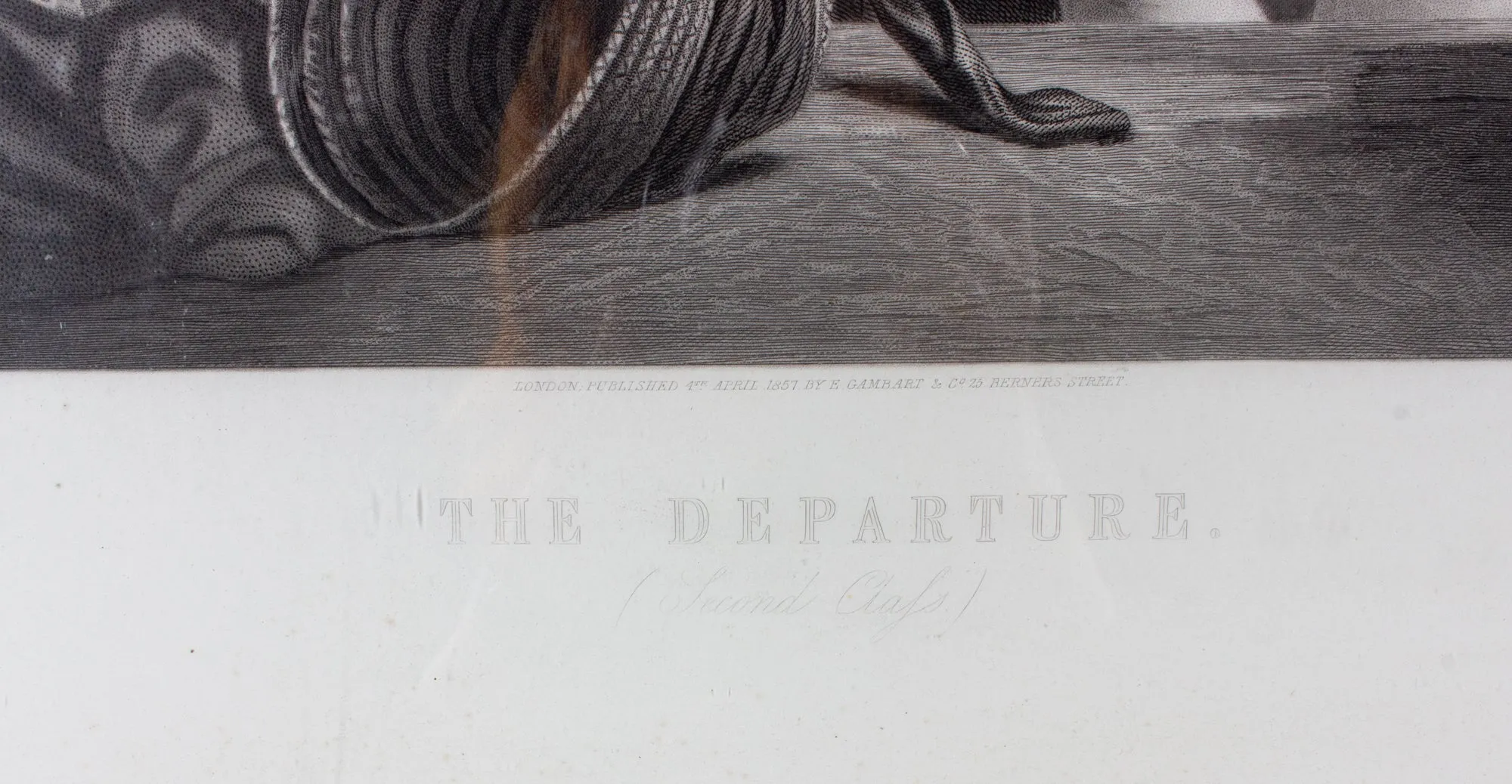 Victorian Engraving of "The Departure" by Abraham Solomon in Antique Gilt Frame