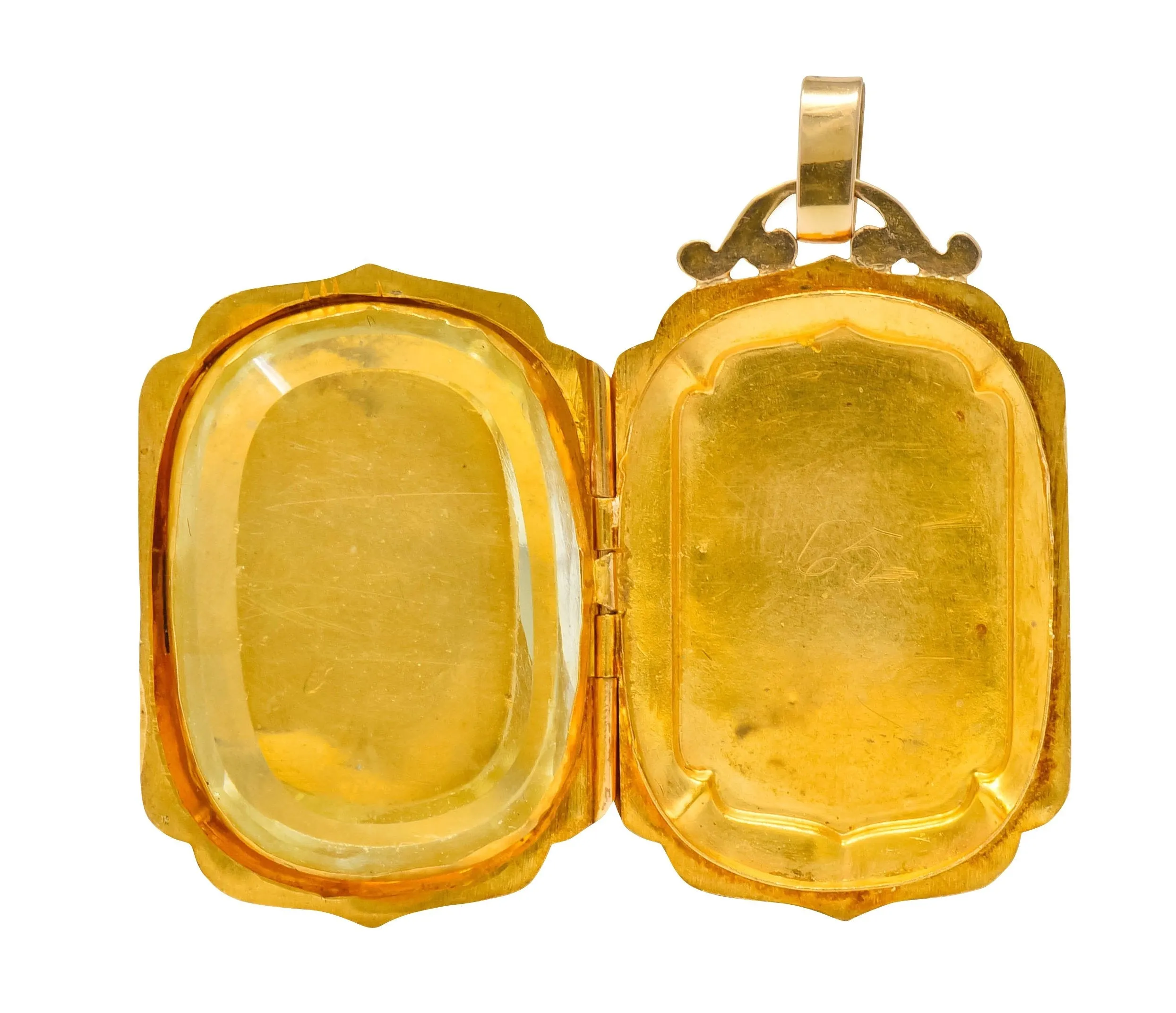 Victorian French Glass 18 Karat Two-Tone Gold Locket Pendant