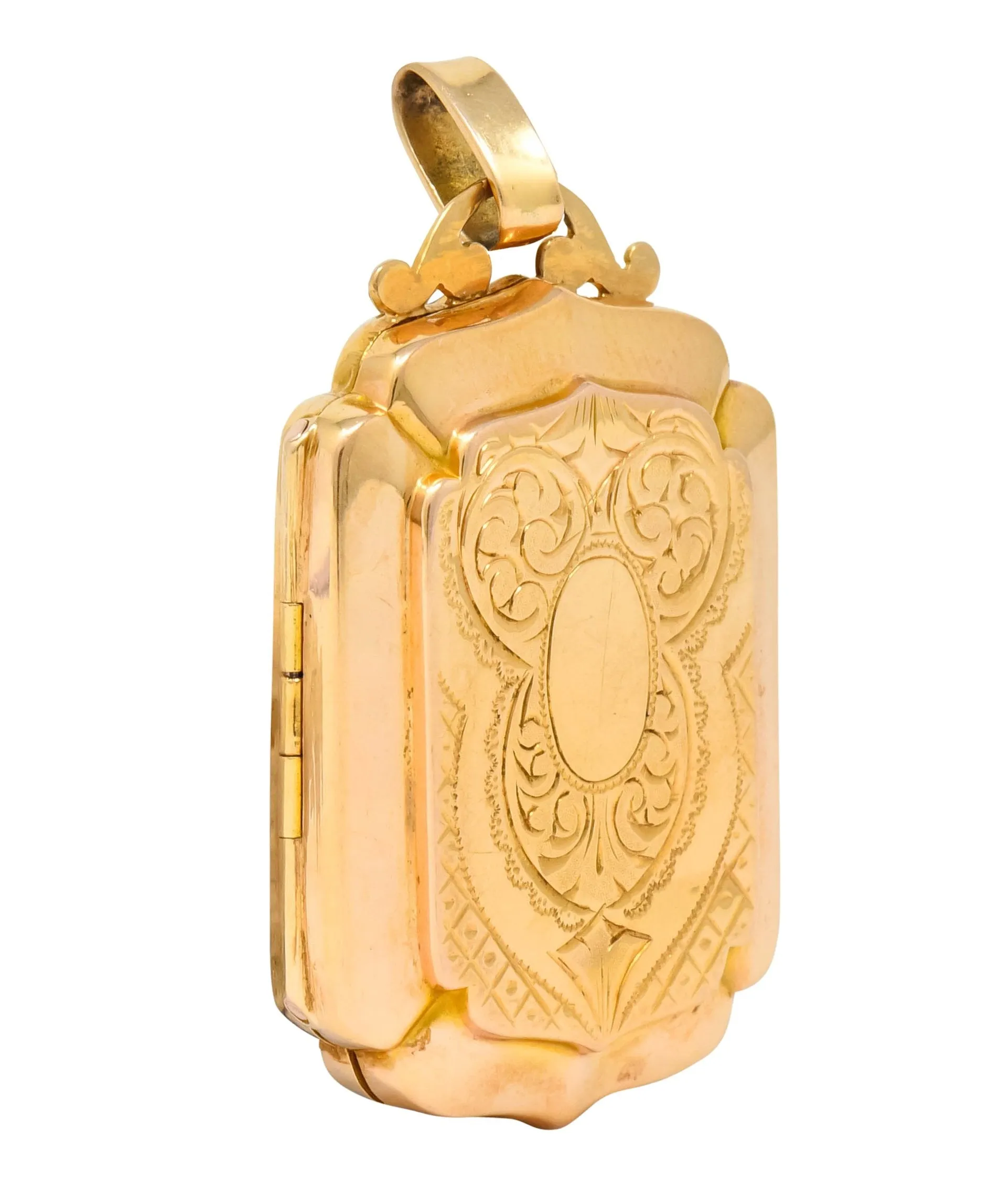Victorian French Glass 18 Karat Two-Tone Gold Locket Pendant