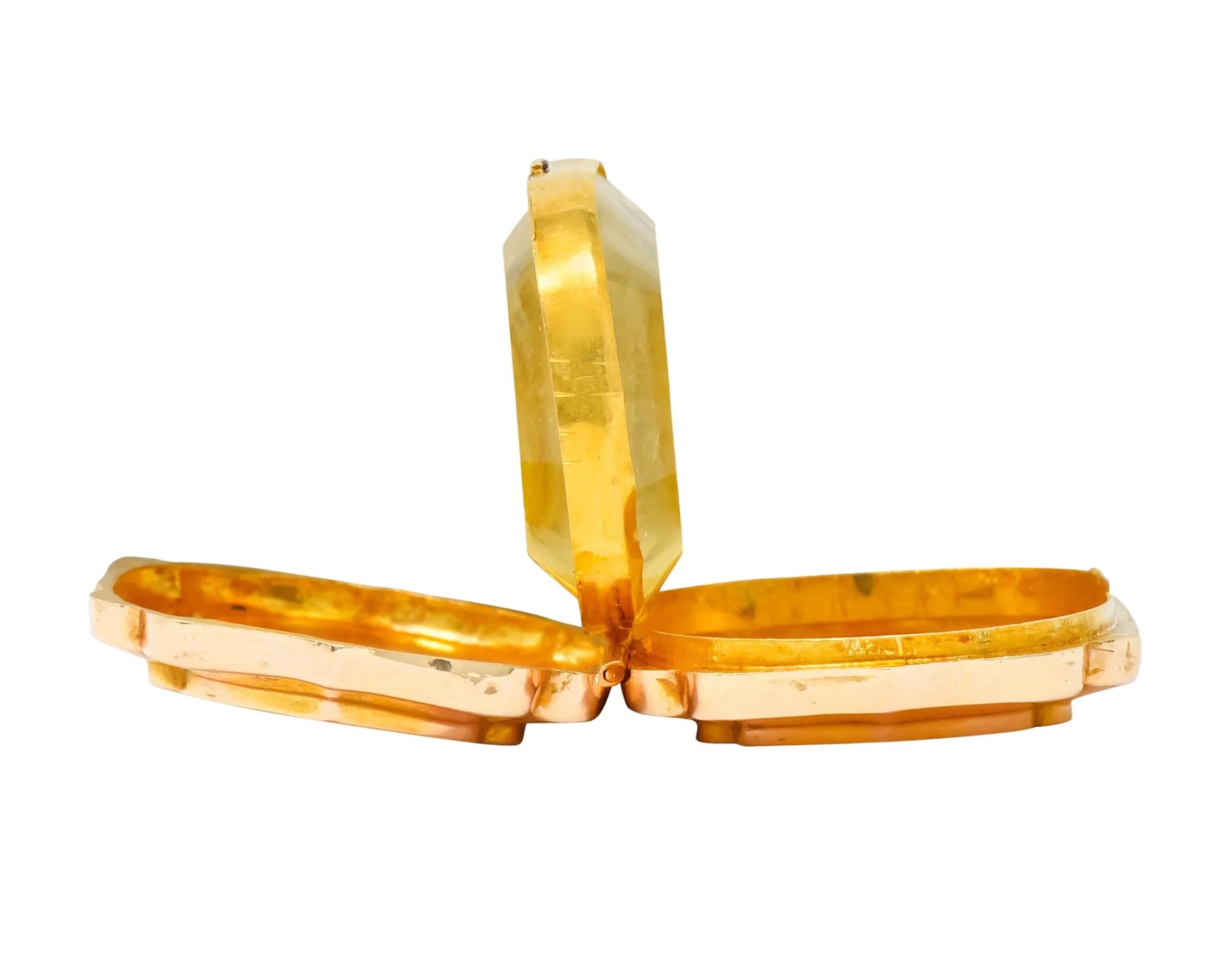 Victorian French Glass 18 Karat Two-Tone Gold Locket Pendant
