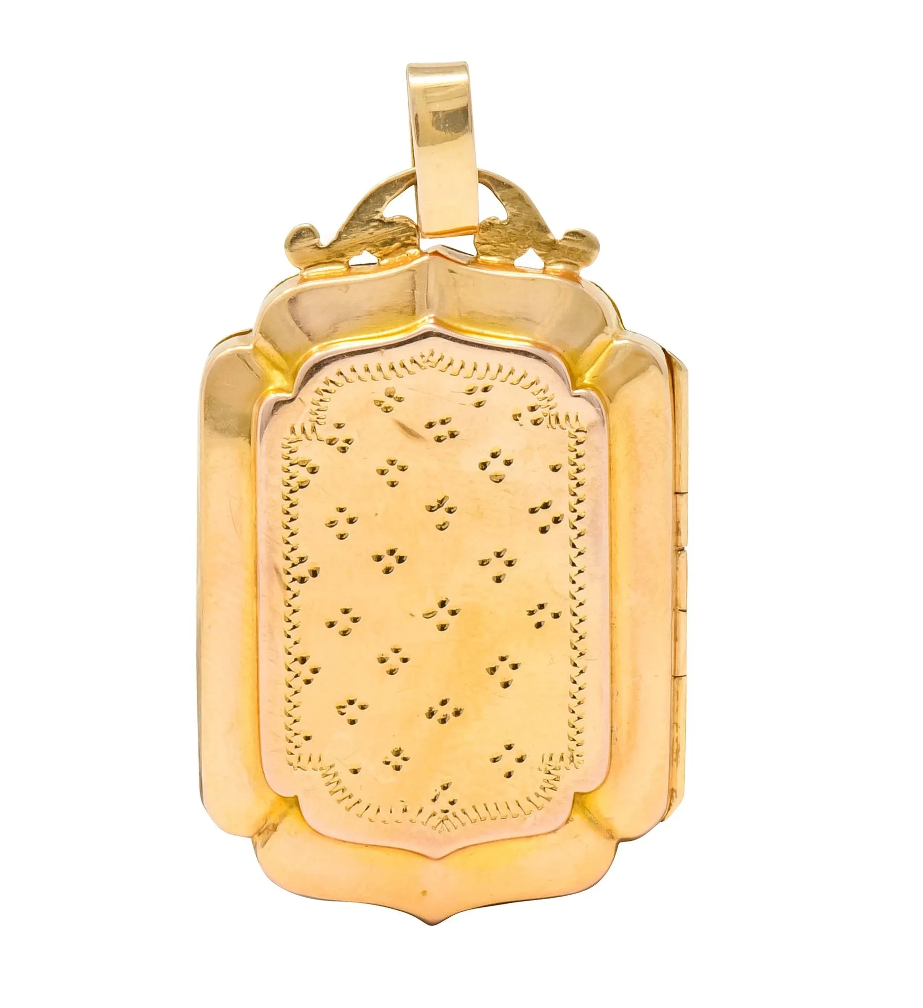 Victorian French Glass 18 Karat Two-Tone Gold Locket Pendant