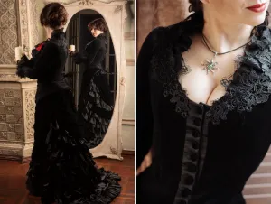 Victorian gothic black taffeta Lucille Sharpe Crimson Peak costume