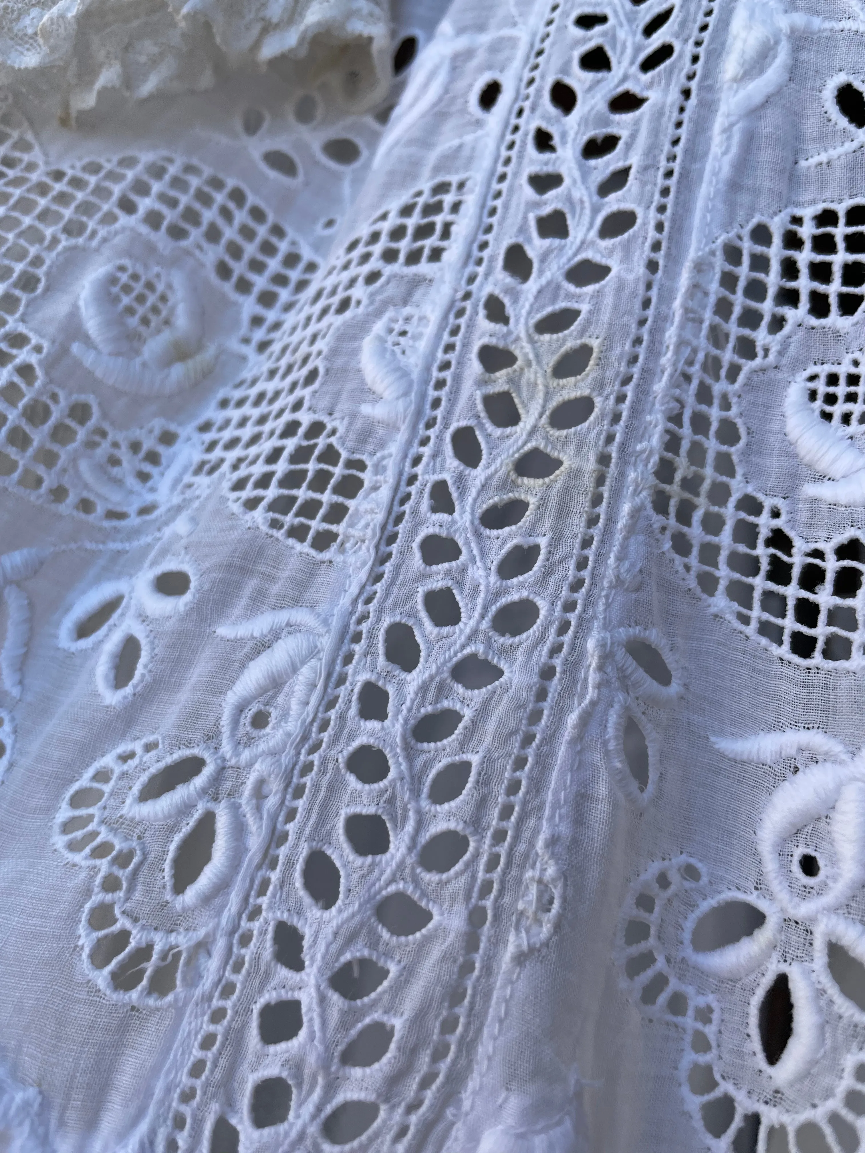 Victorian High Neck Cotton Lawn Lace Inset Dress