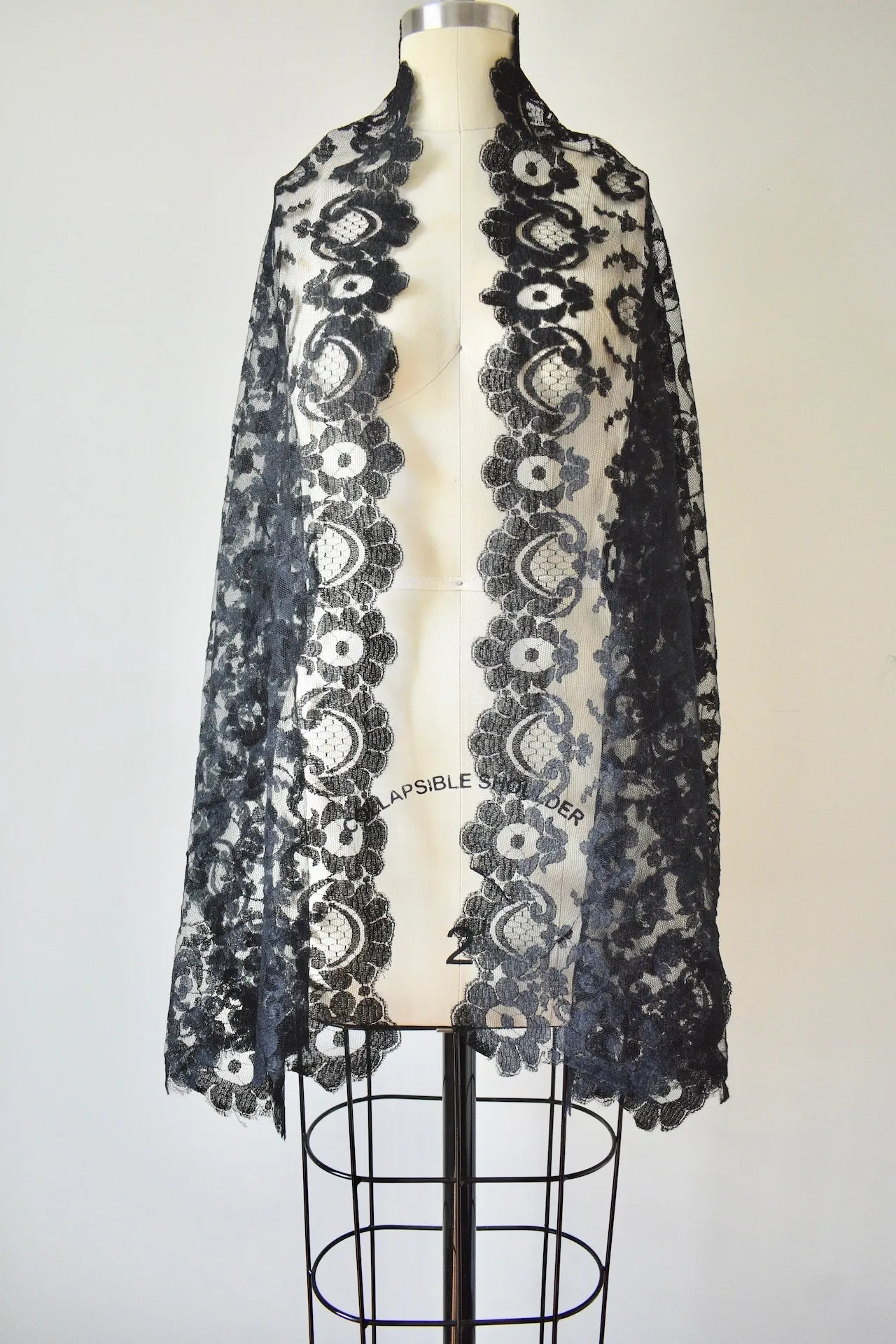 Victorian Lace Black Shawl