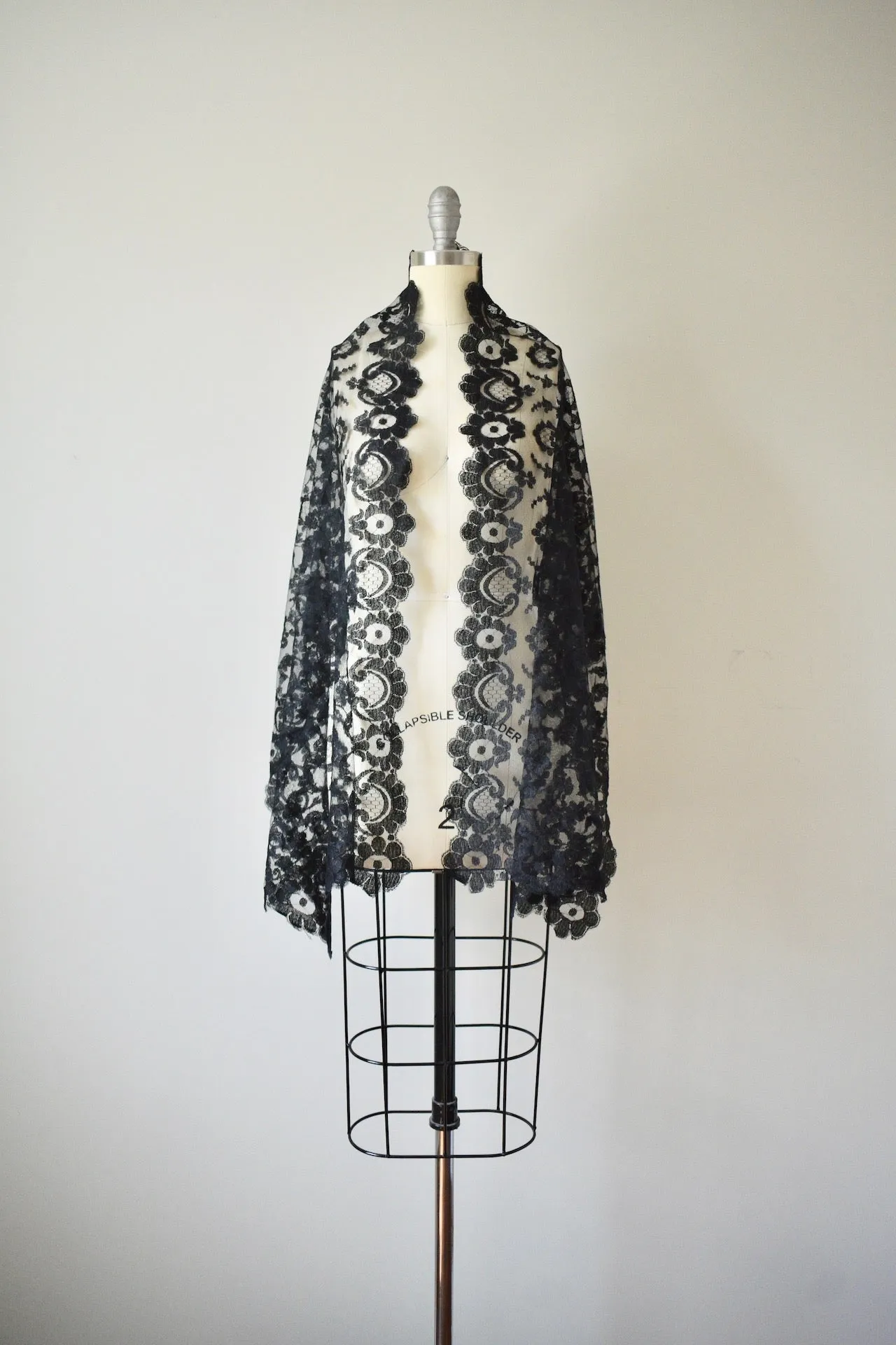 Victorian Lace Black Shawl