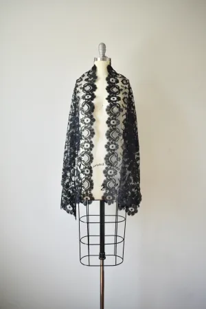 Victorian Lace Black Shawl