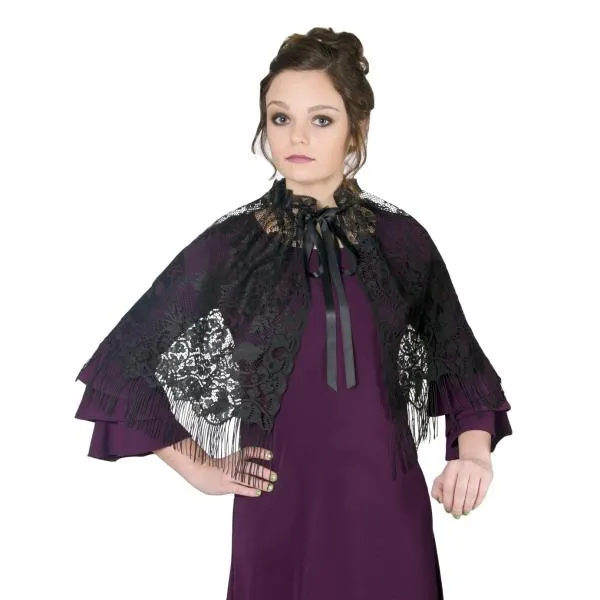 Victorian Lace Capelet - Black - One Size