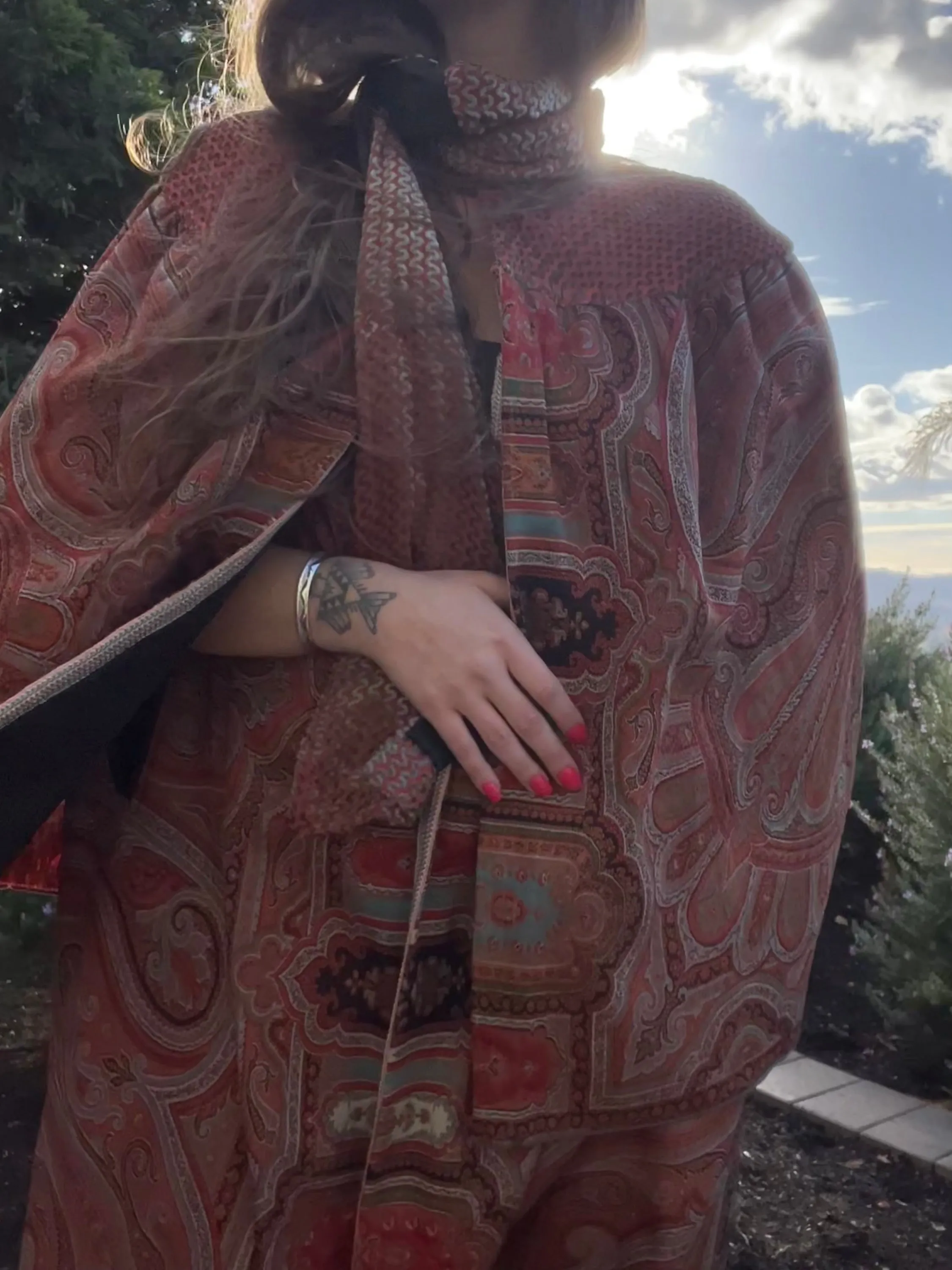 Victorian Shawl & Devore Velvet Cape Remade 1930s