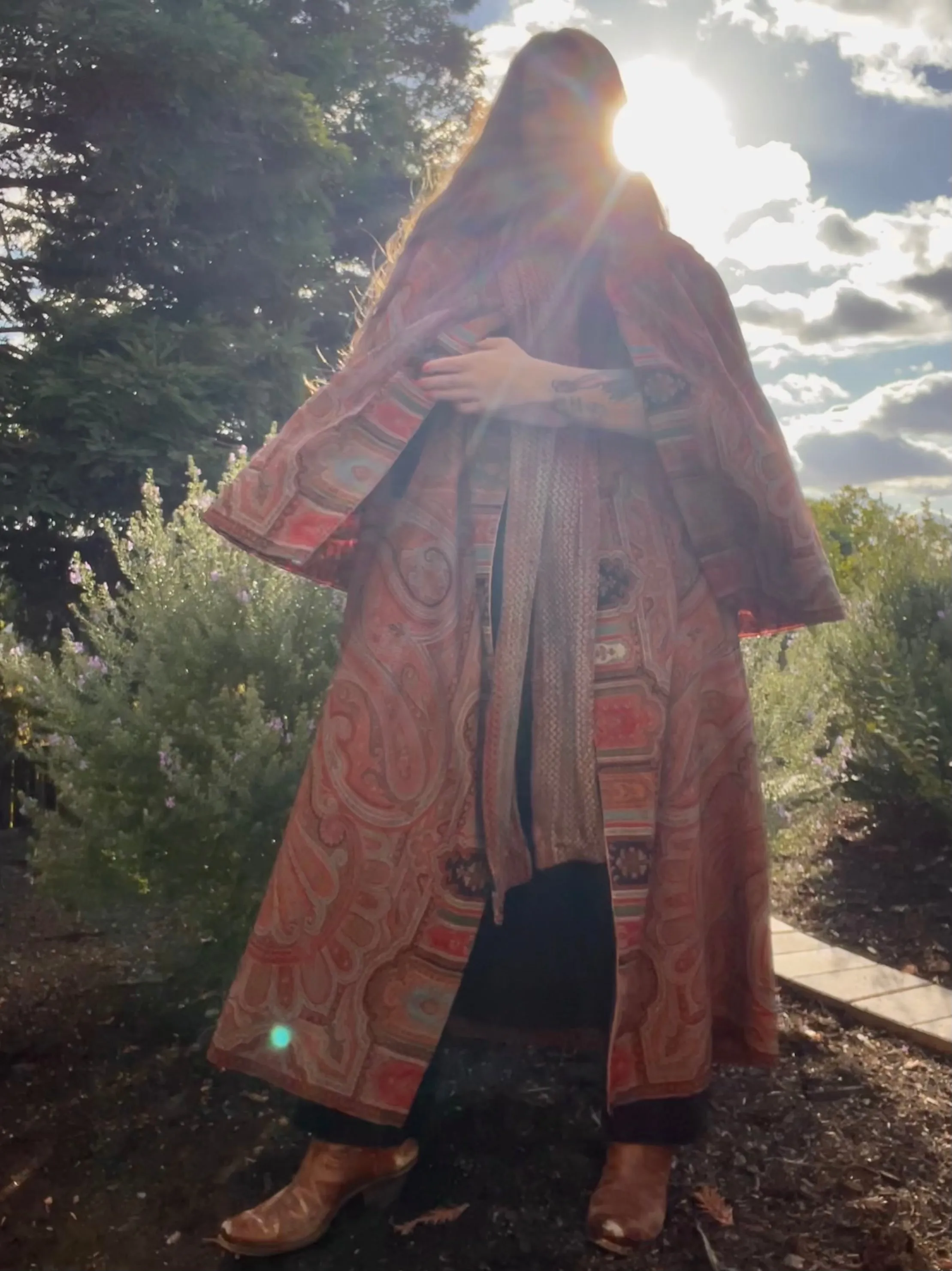 Victorian Shawl & Devore Velvet Cape Remade 1930s