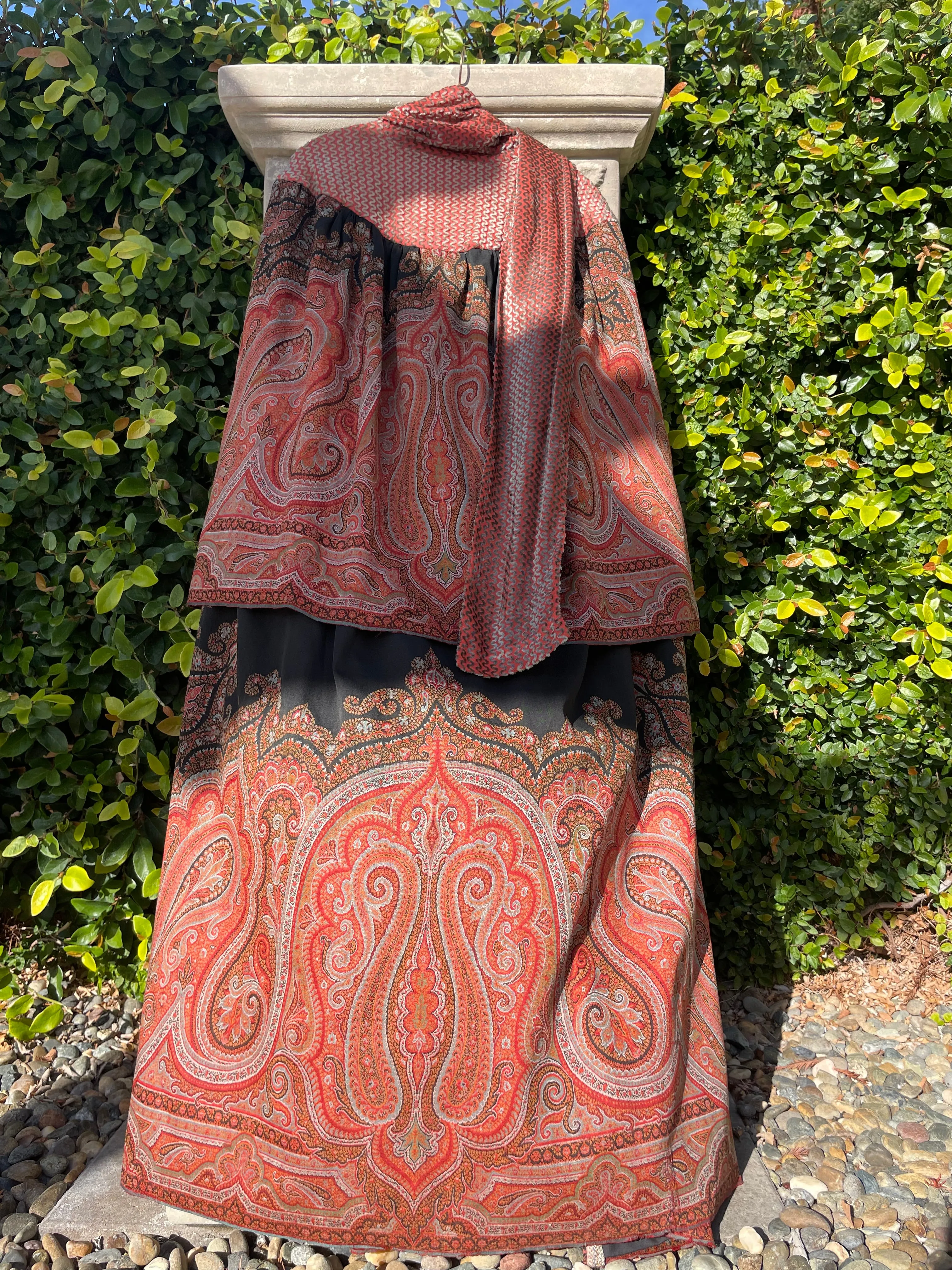 Victorian Shawl & Devore Velvet Cape Remade 1930s