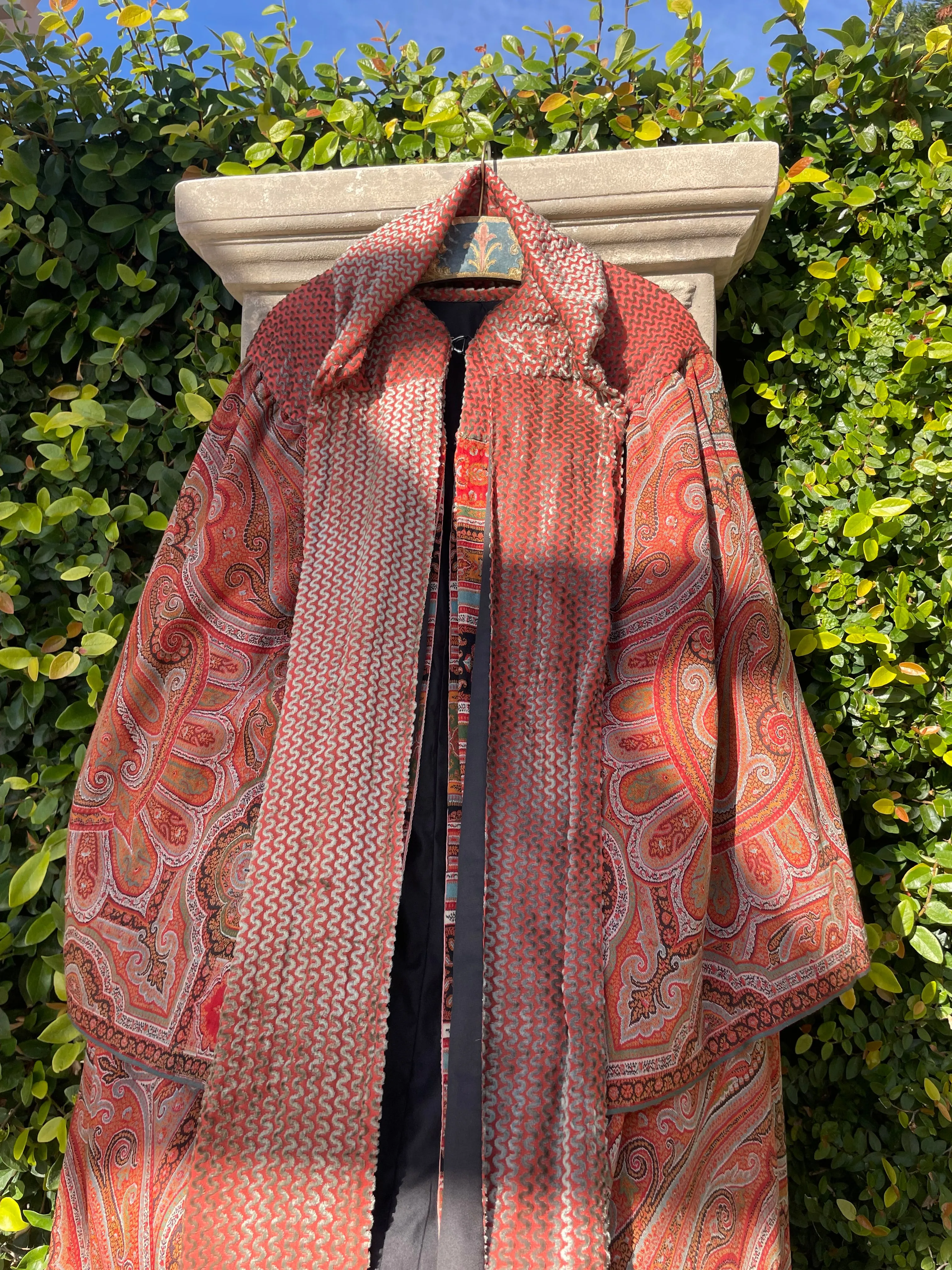 Victorian Shawl & Devore Velvet Cape Remade 1930s