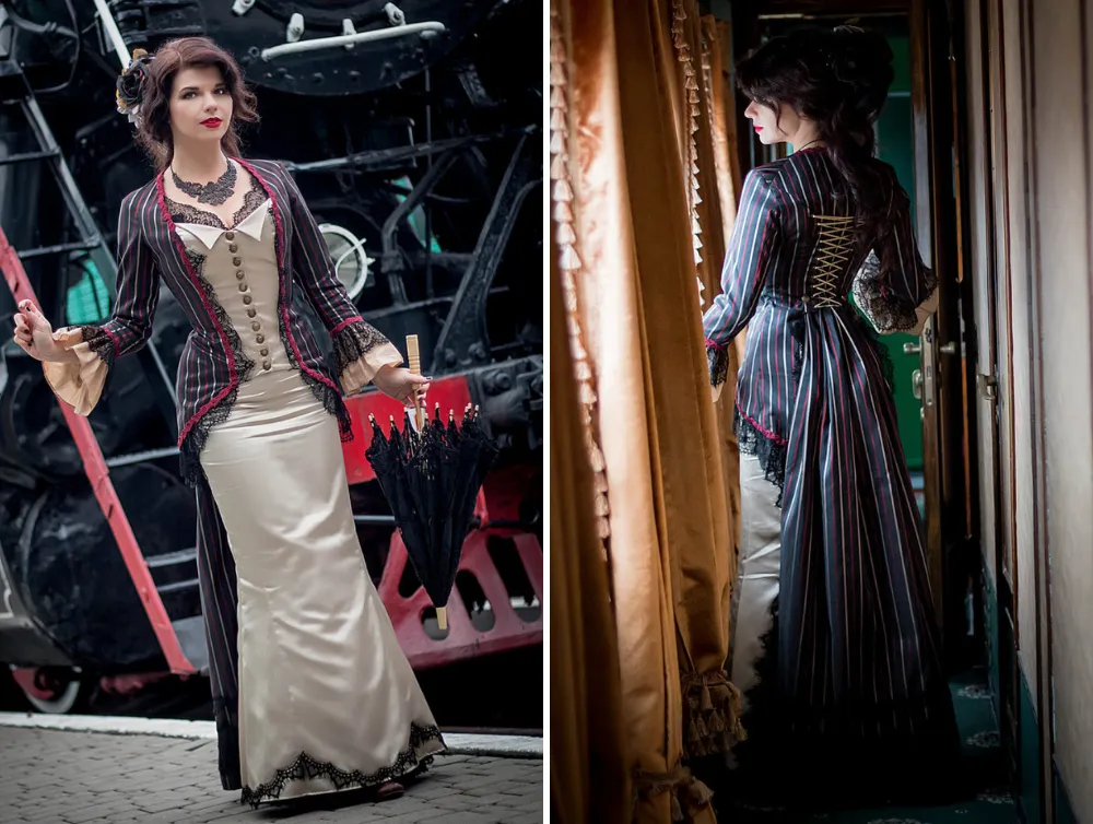 Victorian steampunk black Crimson Peak taffeta costume