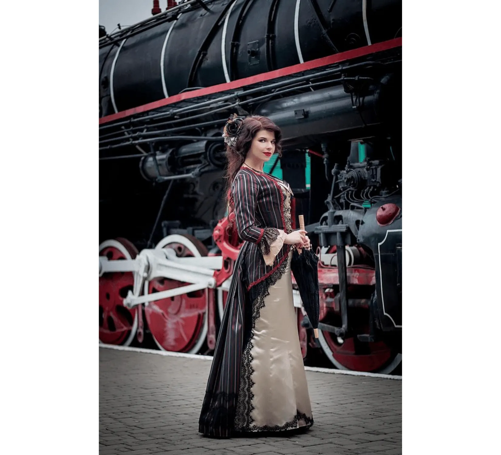 Victorian steampunk black Crimson Peak taffeta costume