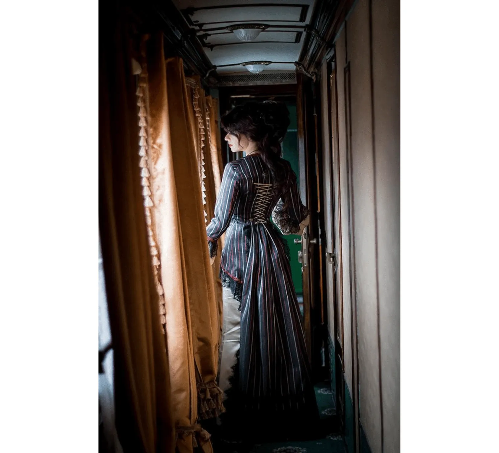 Victorian steampunk black Crimson Peak taffeta costume