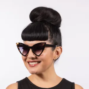 Victorian Sunglasses -  Black and Leopard Print Injection Mold Frame with Black Smoke Lens