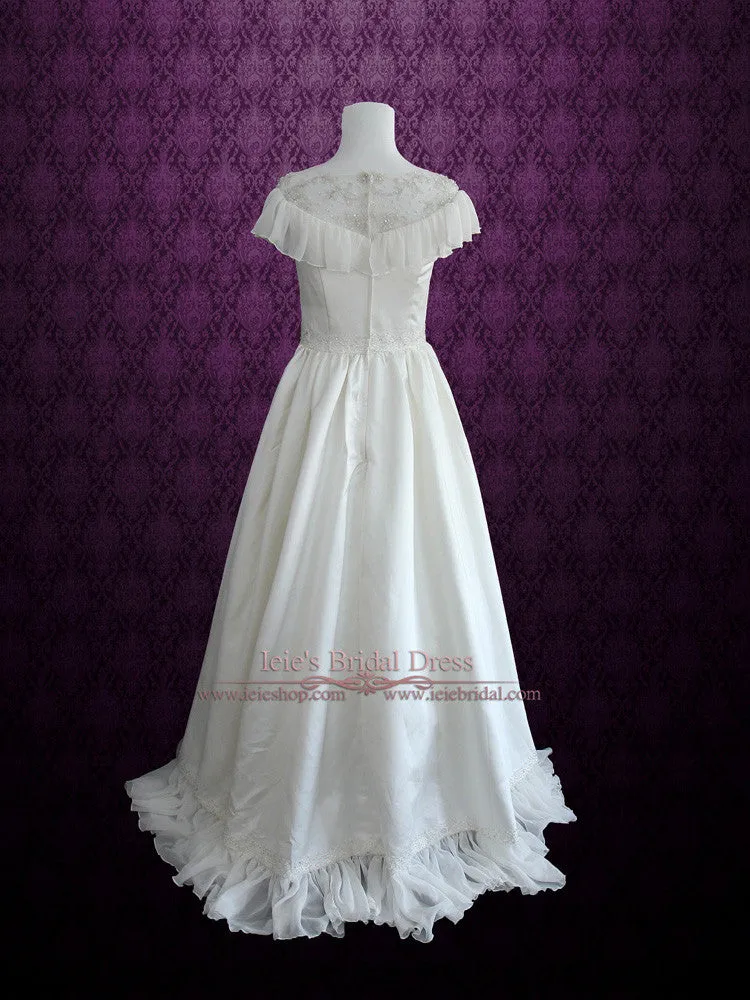 Victorian Vintage Style Wedding Dress with Modest Neckline CERA