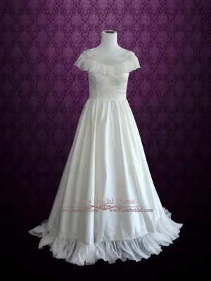 Victorian Vintage Style Wedding Dress with Modest Neckline CERA