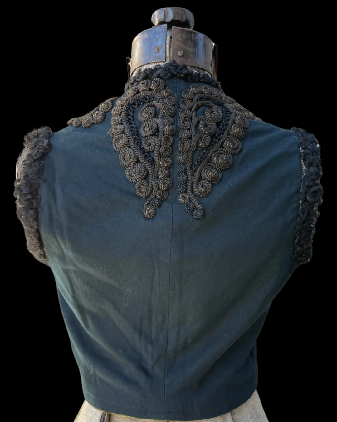 Victorian Wool & Curly Lamb Hair Waistcoat With Cording