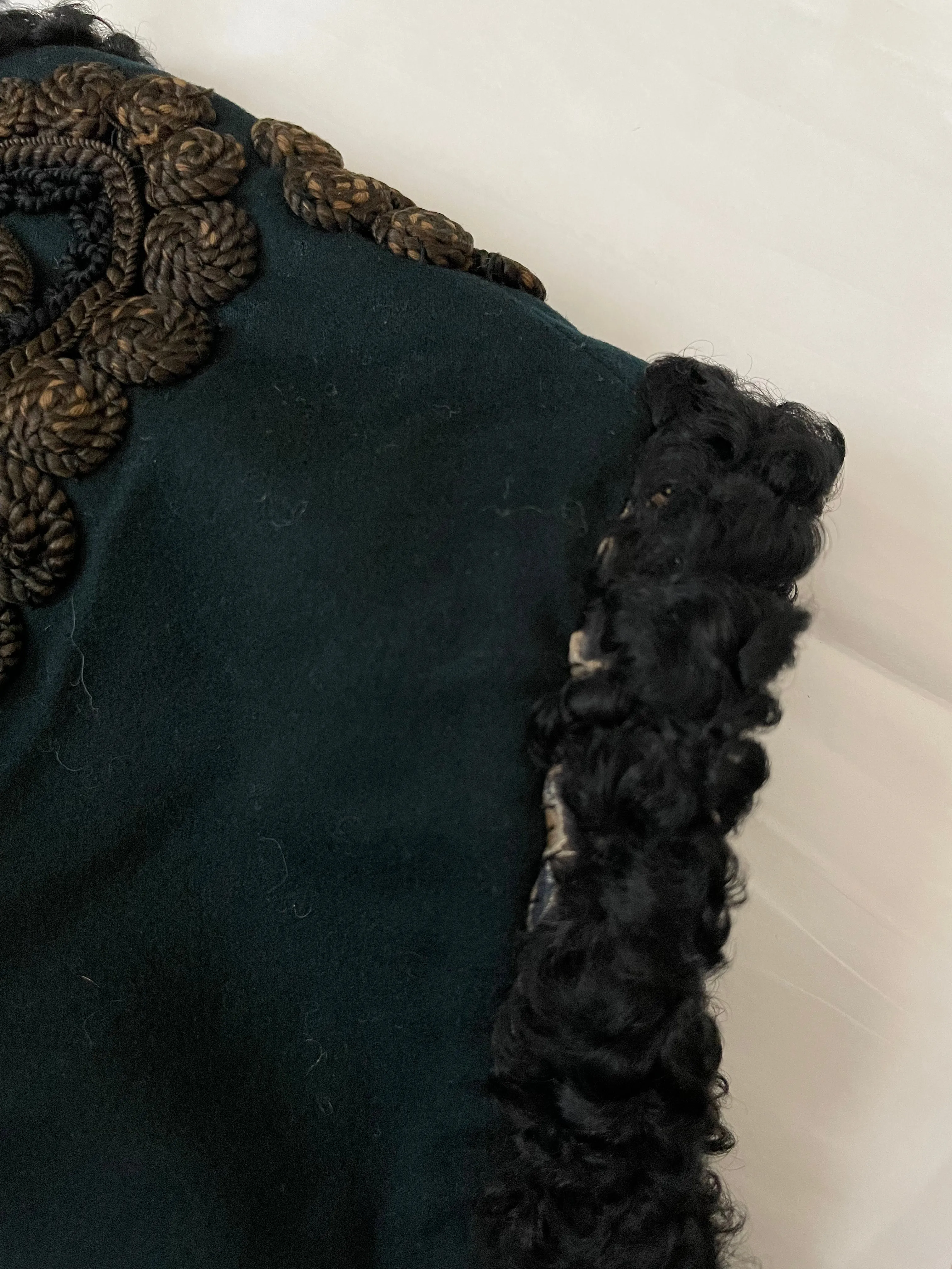 Victorian Wool & Curly Lamb Hair Waistcoat With Cording