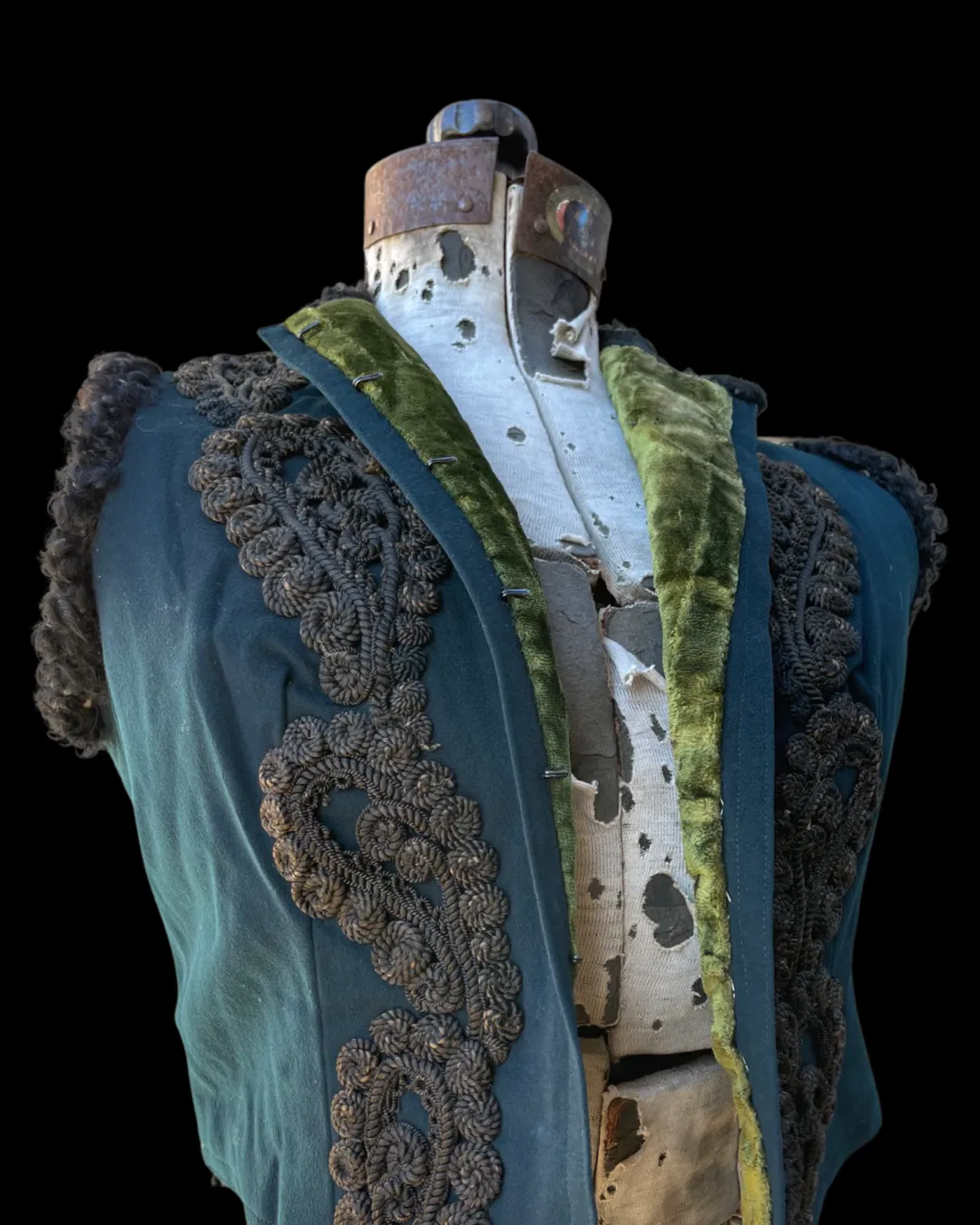 Victorian Wool & Curly Lamb Hair Waistcoat With Cording
