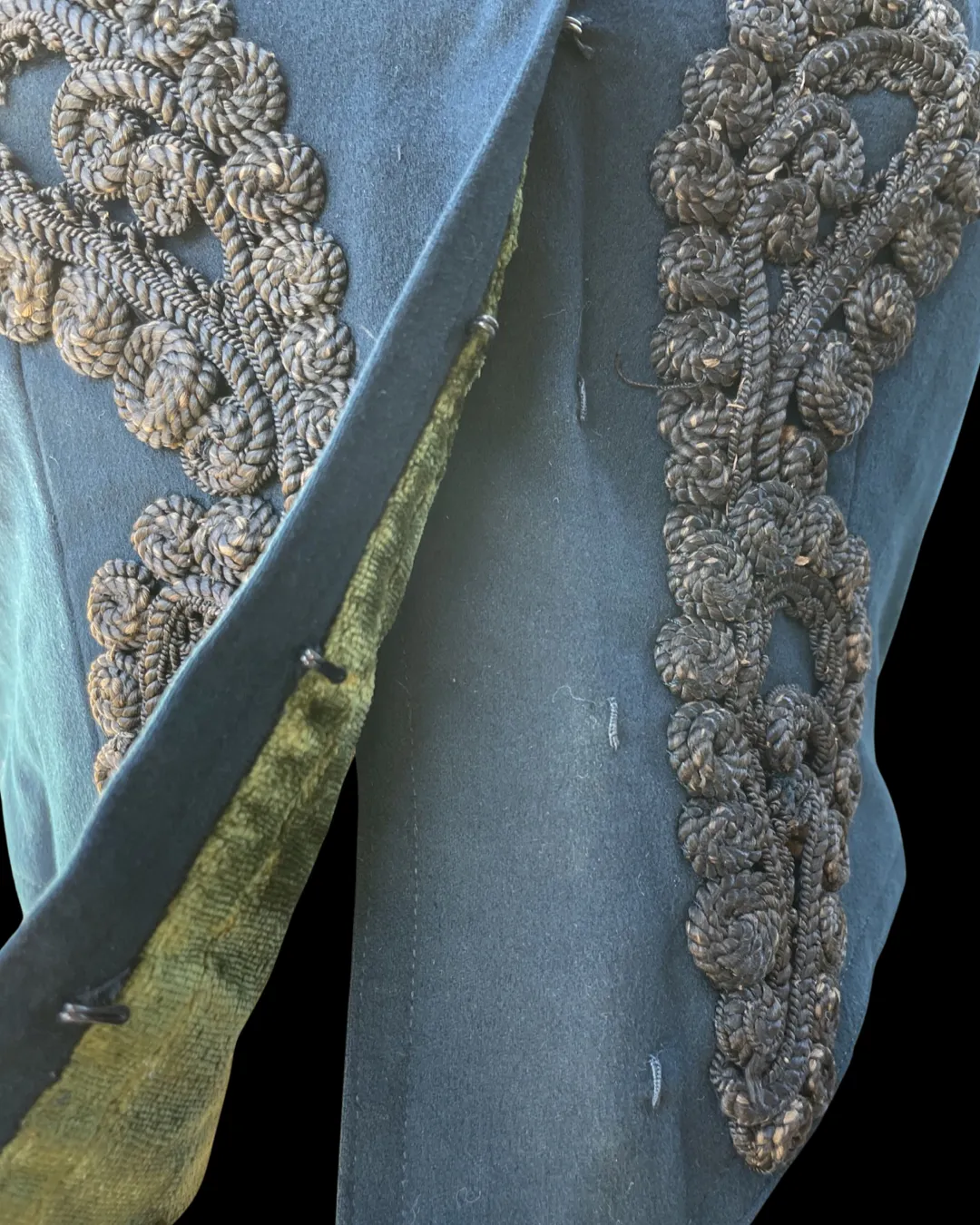 Victorian Wool & Curly Lamb Hair Waistcoat With Cording