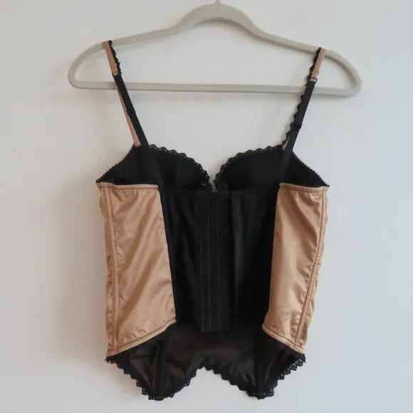VICTORIA'S SECRET VERY SEXY Gold Black Lace Bustier Bra Goth Fairy - Size 34B