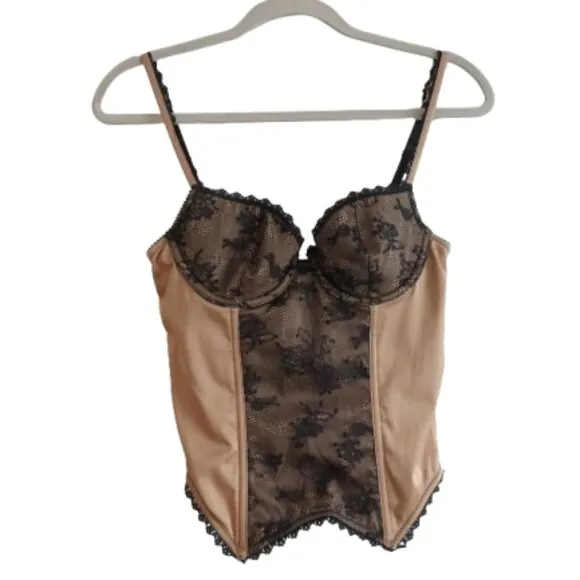 VICTORIA'S SECRET VERY SEXY Gold Black Lace Bustier Bra Goth Fairy - Size 34B