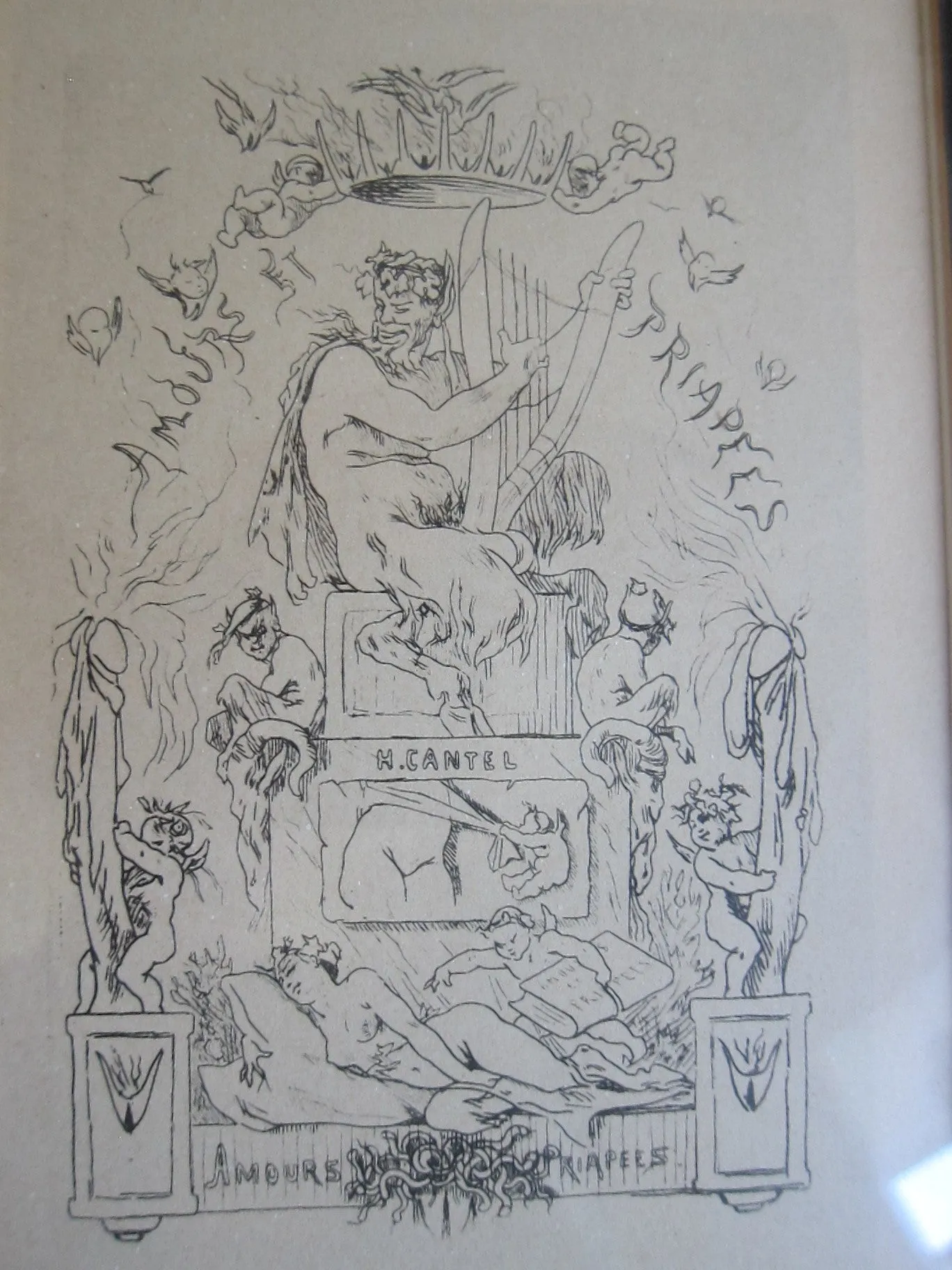 Vintage Felicien Rop Erotic Art Etching "Amours et Priapees"