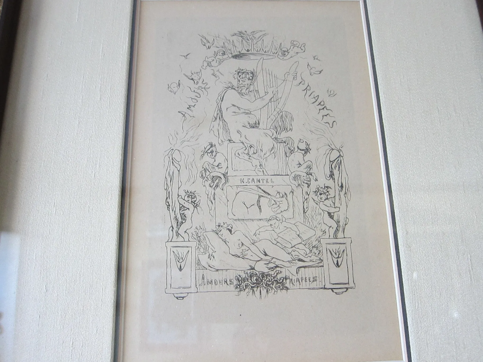 Vintage Felicien Rop Erotic Art Etching "Amours et Priapees"