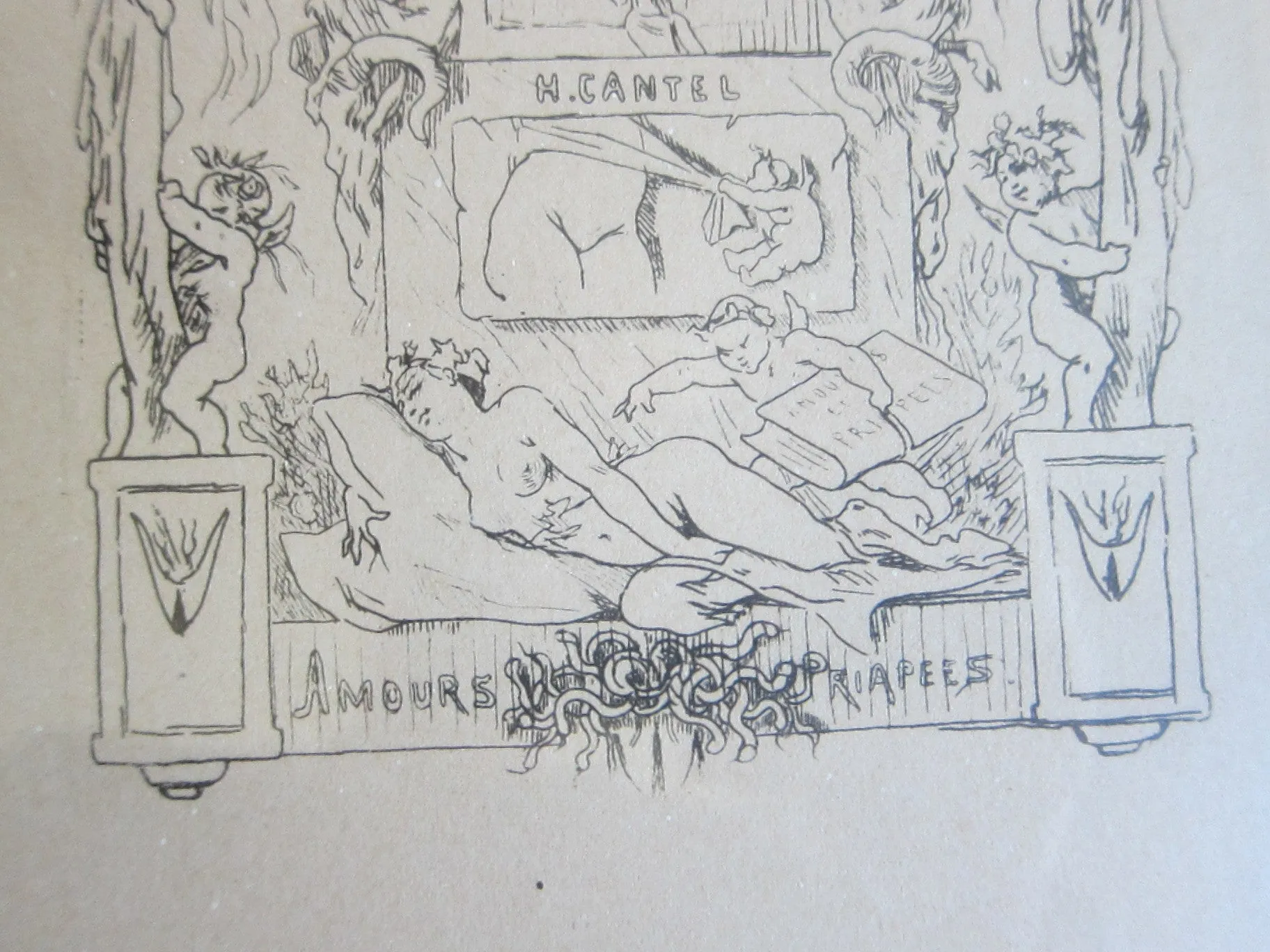Vintage Felicien Rop Erotic Art Etching "Amours et Priapees"