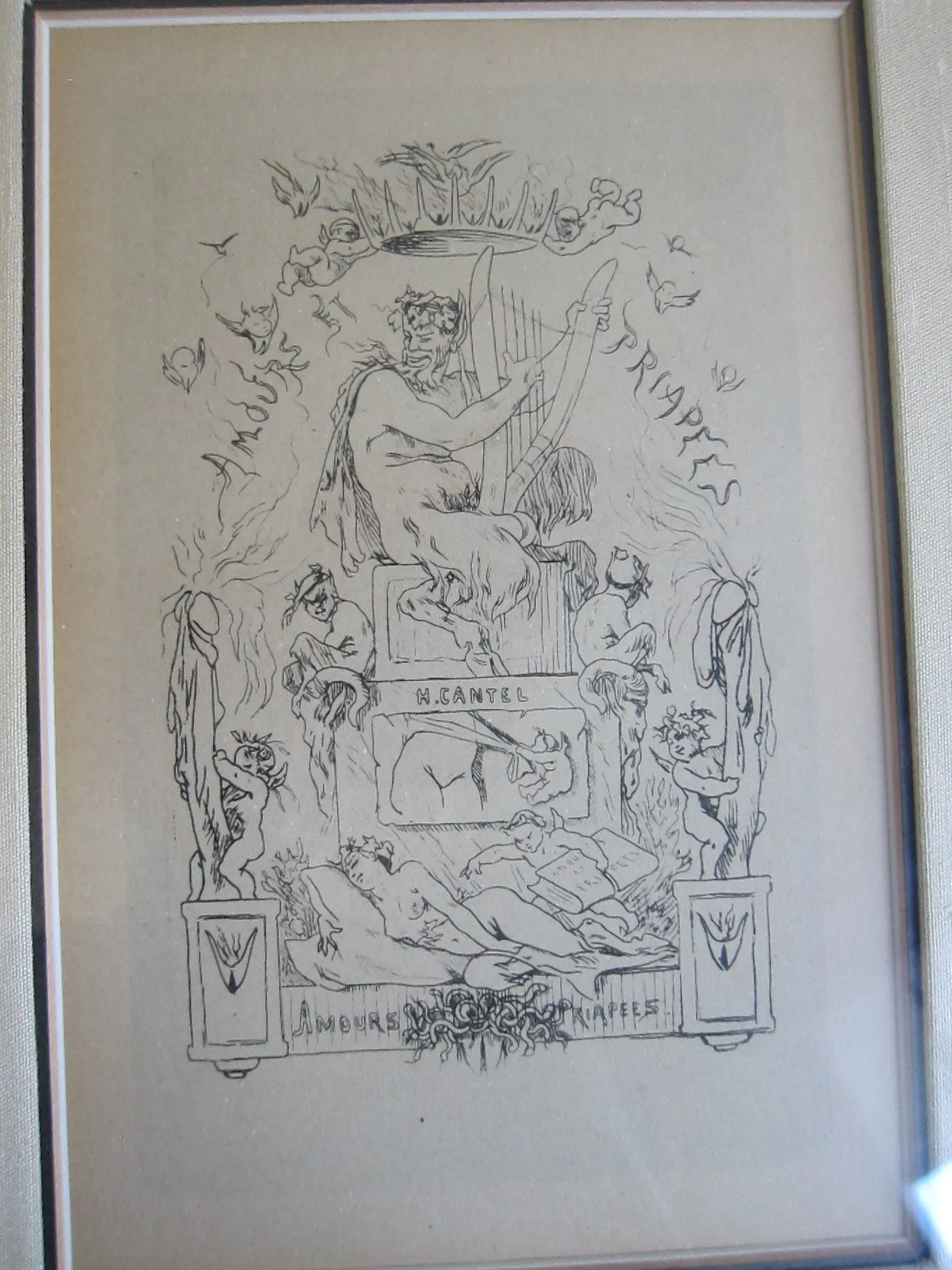 Vintage Felicien Rop Erotic Art Etching "Amours et Priapees"