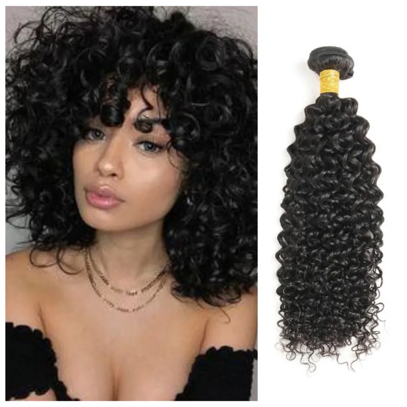 Virgin Remy hair Jerry Curly 100 human Hair natural black Unprocessed hairone Bundle 8 in to 30 in
