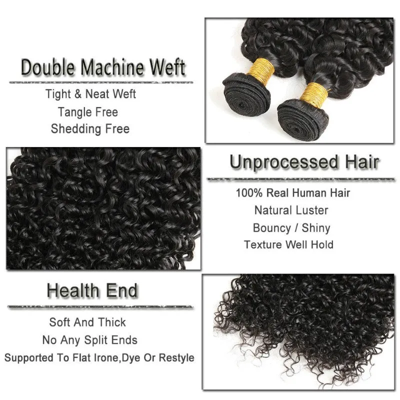 Virgin Remy hair Jerry Curly 100 human Hair natural black Unprocessed hairone Bundle 8 in to 30 in