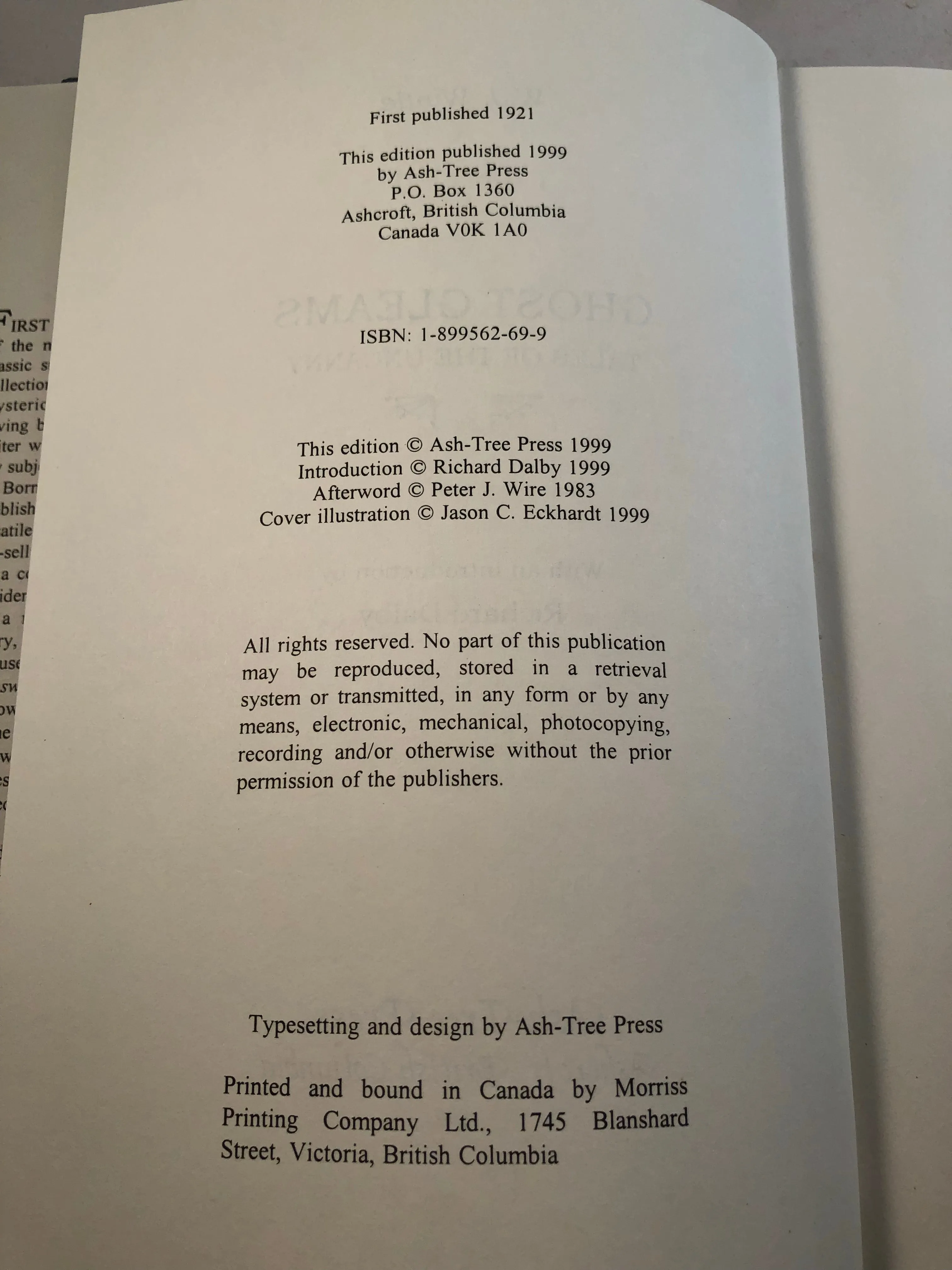 W. J. Wintle - Ghost Gleams, Tales of the Uncanny, Ash-Tree Press 1999, Limited Print Edition