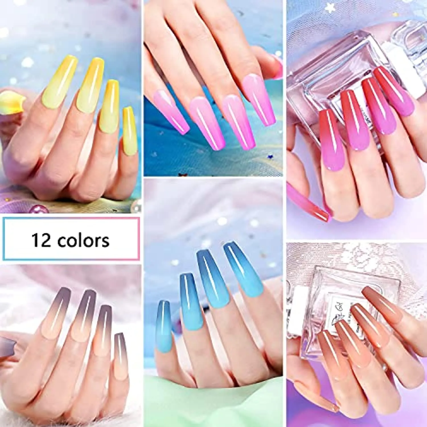 wakaniya Dip Powder Kit Bundle-48Pcs Dip Powder Nail Kit, 24 Colors Changing Pure and Glitter Dipping Powder Kit for Starter and Professionals Home Salon DIY
