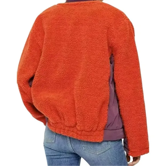 We The Free Rivington Sherpa Teddy Jacket Color-Block Design