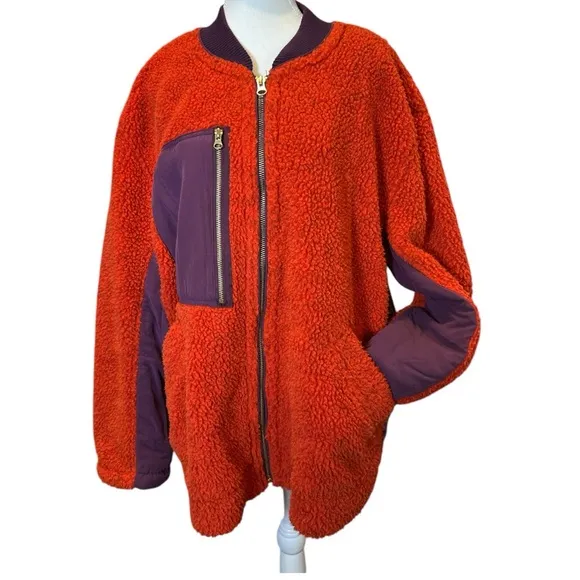 We The Free Rivington Sherpa Teddy Jacket Color-Block Design