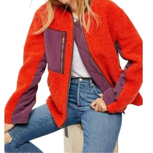 We The Free Rivington Sherpa Teddy Jacket Color-Block Design