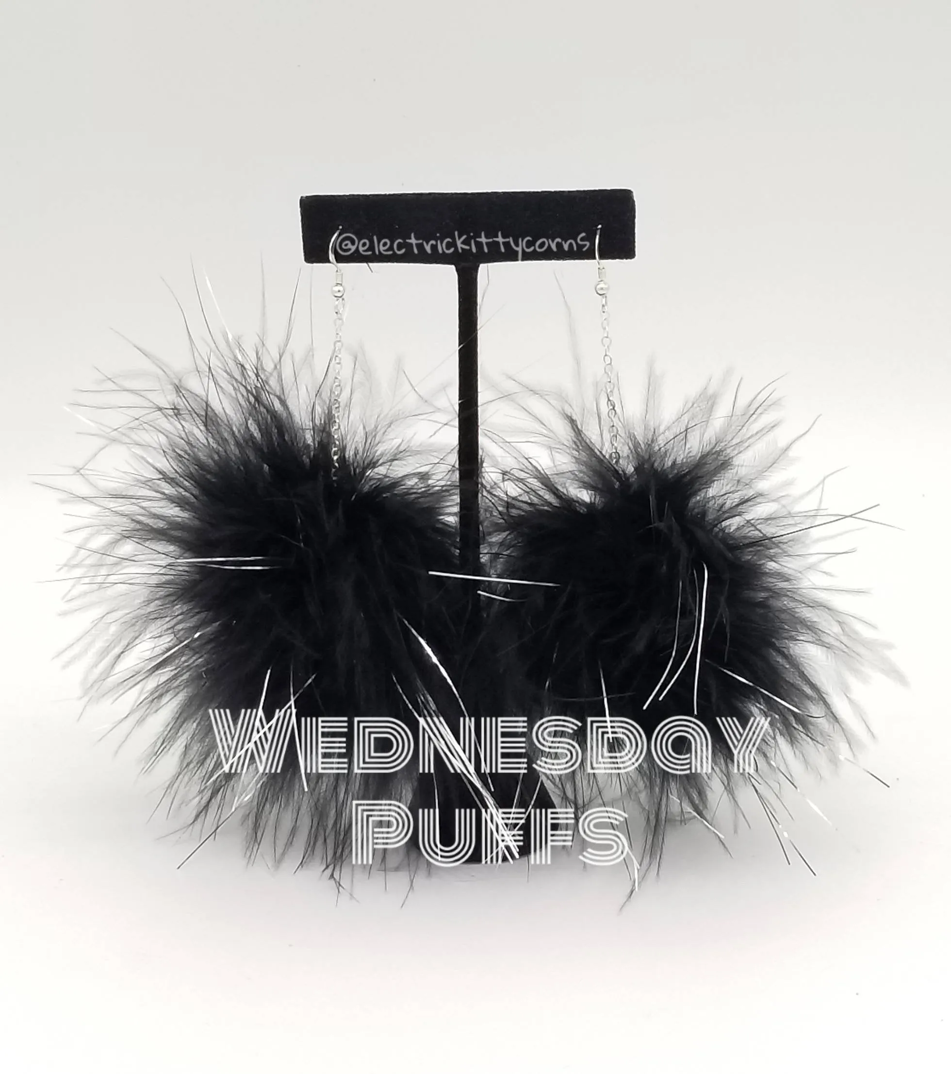 Wednesday Black Sparkle Fluff Kittycorn Ears