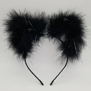 Wednesday Black Sparkle Fluff Kittycorn Ears
