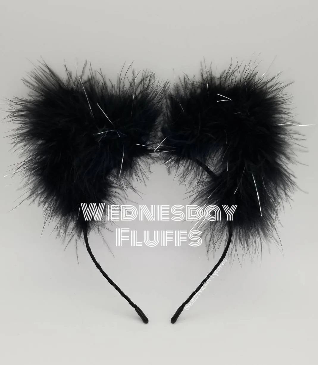 Wednesday Black Sparkle Fluff Kittycorn Ears